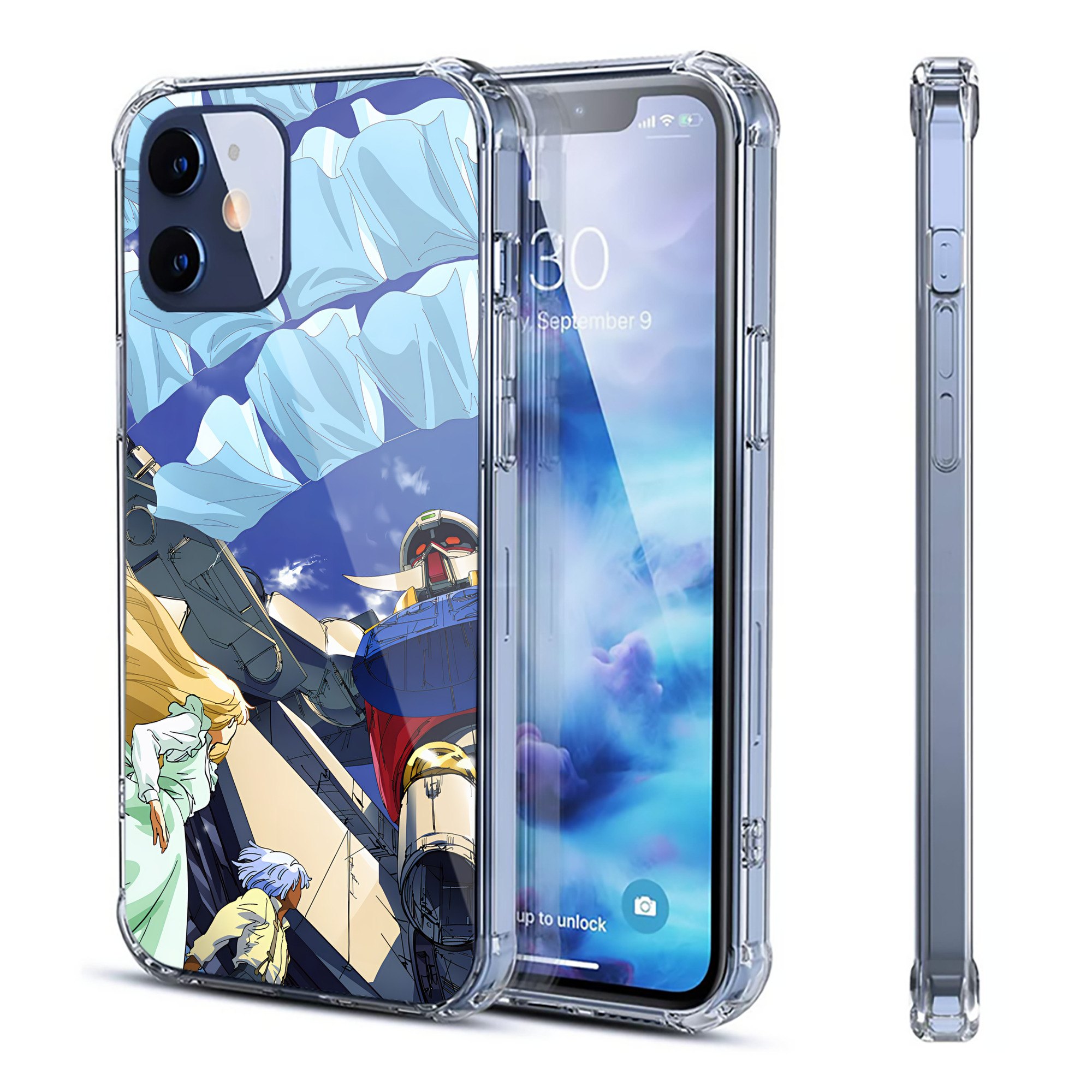 （画像用） 機動戦士ガンダム Mobile Suit Gundam 【iPhone 12シリーズ対応】透明スマホケース（クリアソフトケース）